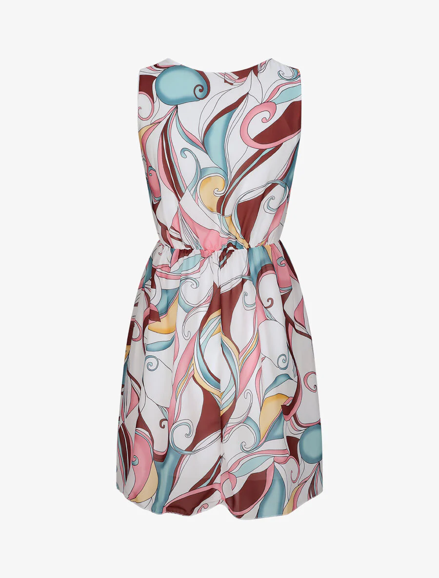 Jurk van voile met psychedelische print - Wit - Image 2
