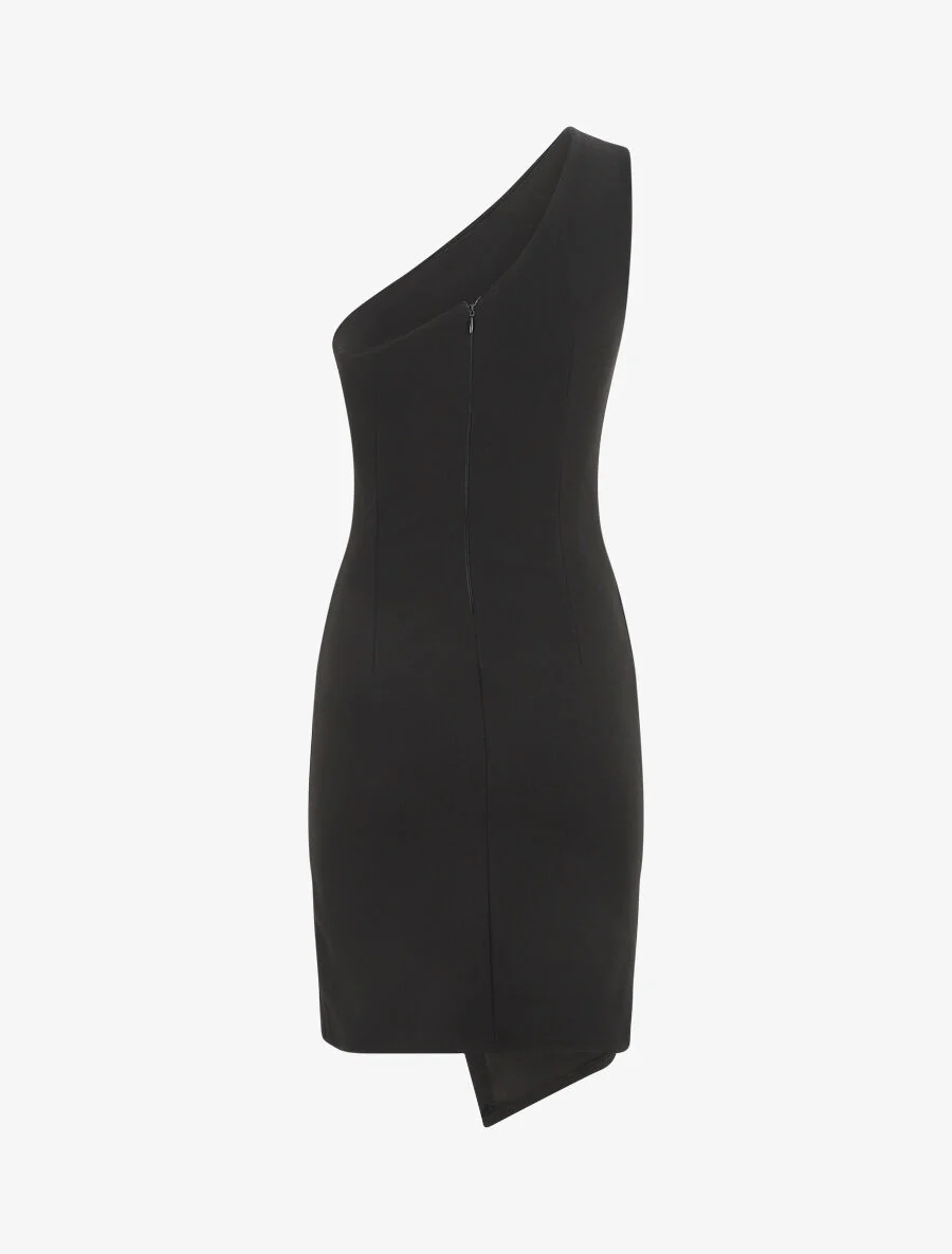 Jurk met asymmetrische schouderbandjes en gedrapeerd effect - zwart - Image 2