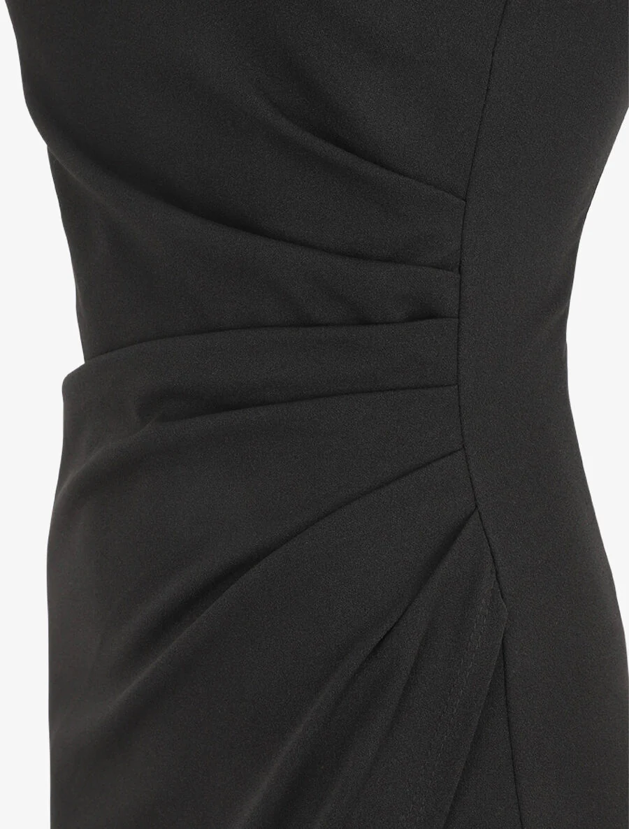 Jurk met asymmetrische schouderbandjes en gedrapeerd effect - zwart - Image 3