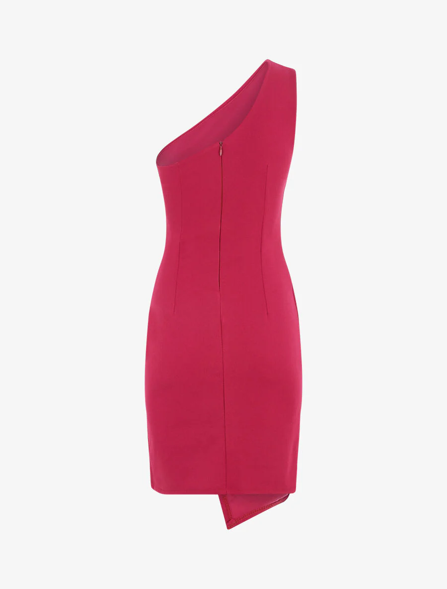 Jurk met asymmetrische schouderbandjes en gedrapeerd effect - Paars - Image 2