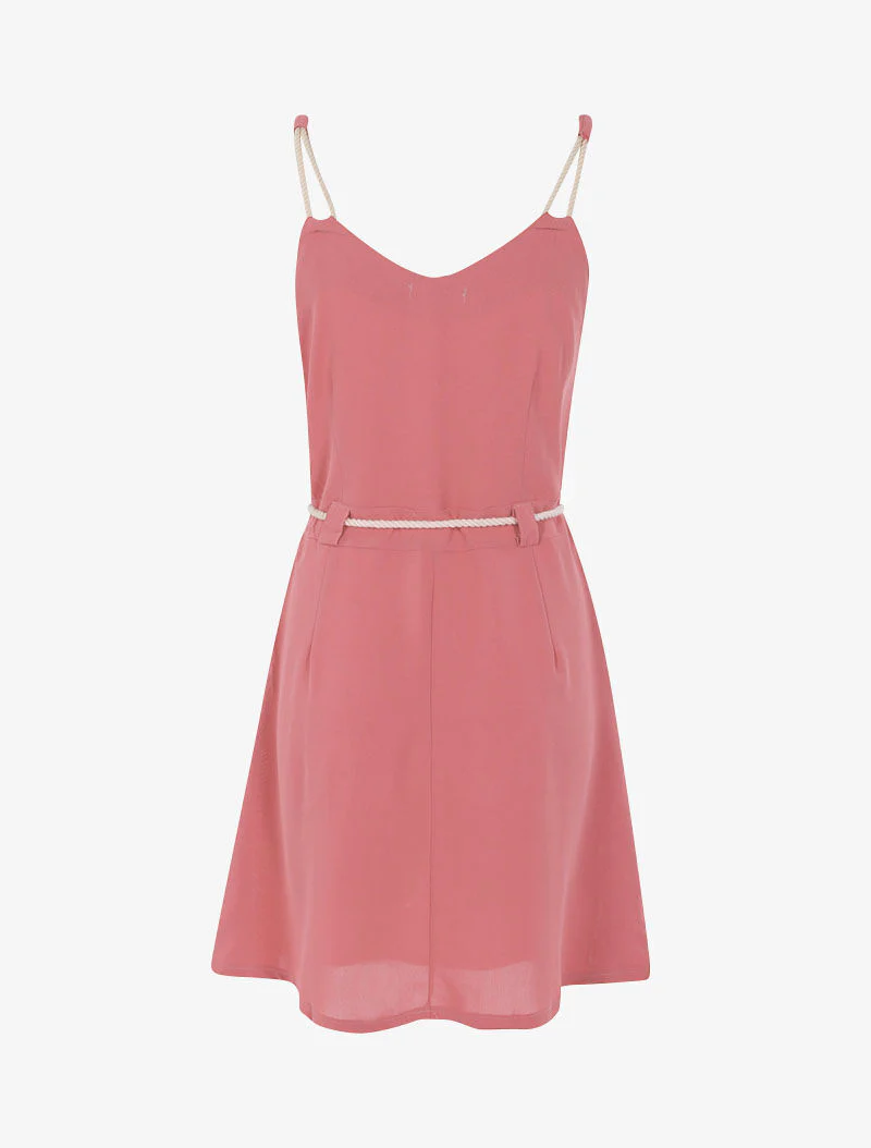 Jurk met koordstijl bandjes - roze - Image 2