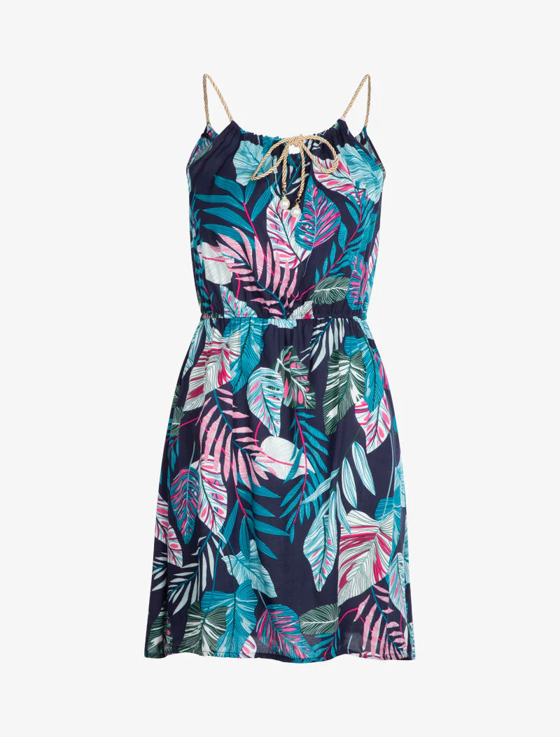Jurk met iriserende koordstijl bandjes - marineblauw