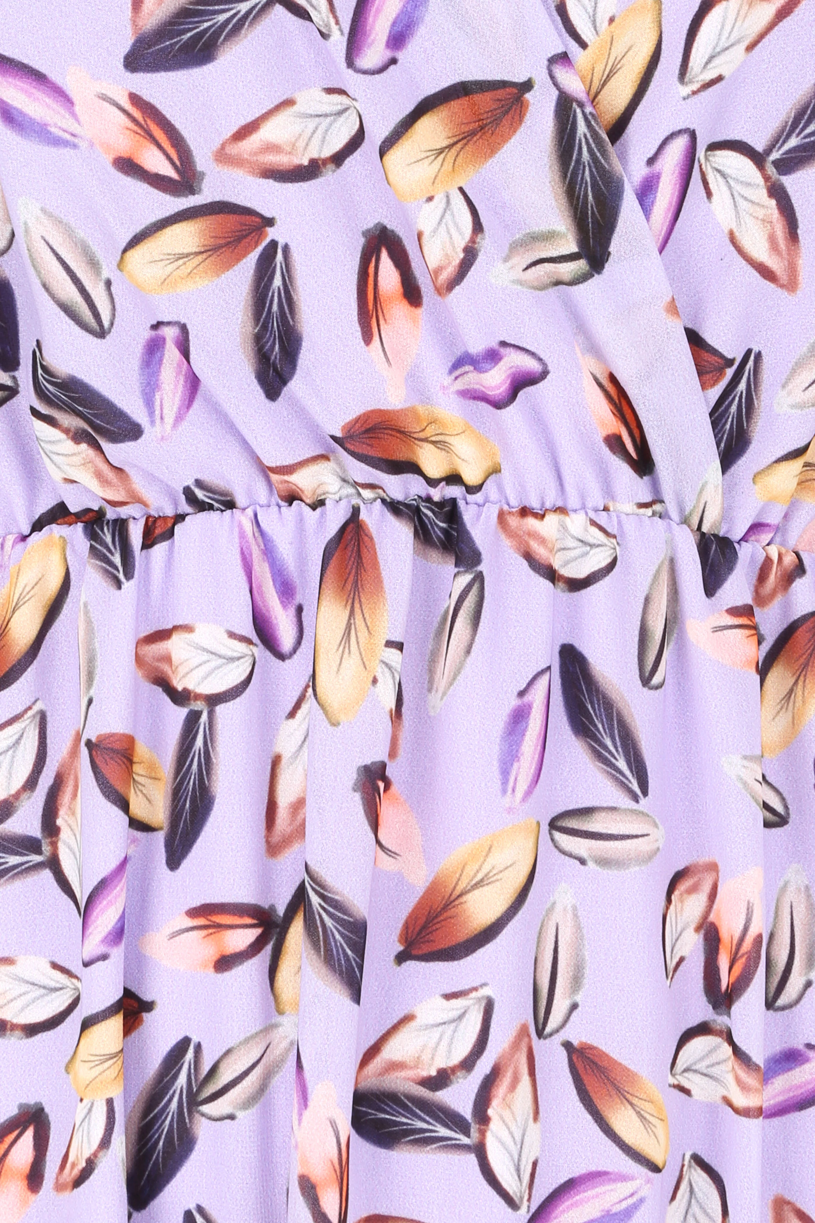 Jurk met bladerenprint met bandjes en knoopdetail - Lila - Image 3