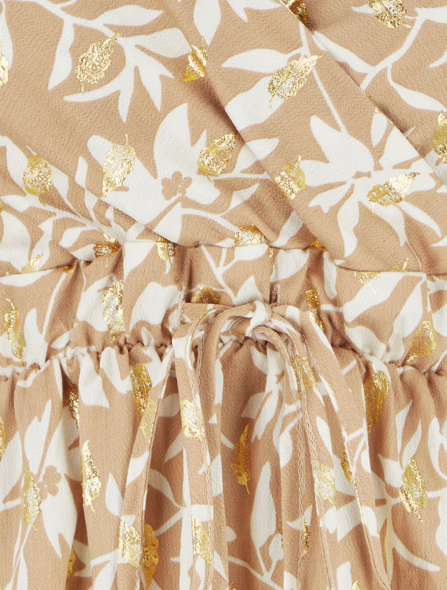 Jurk met bladprint en iriserend detail - Mol - Image 3