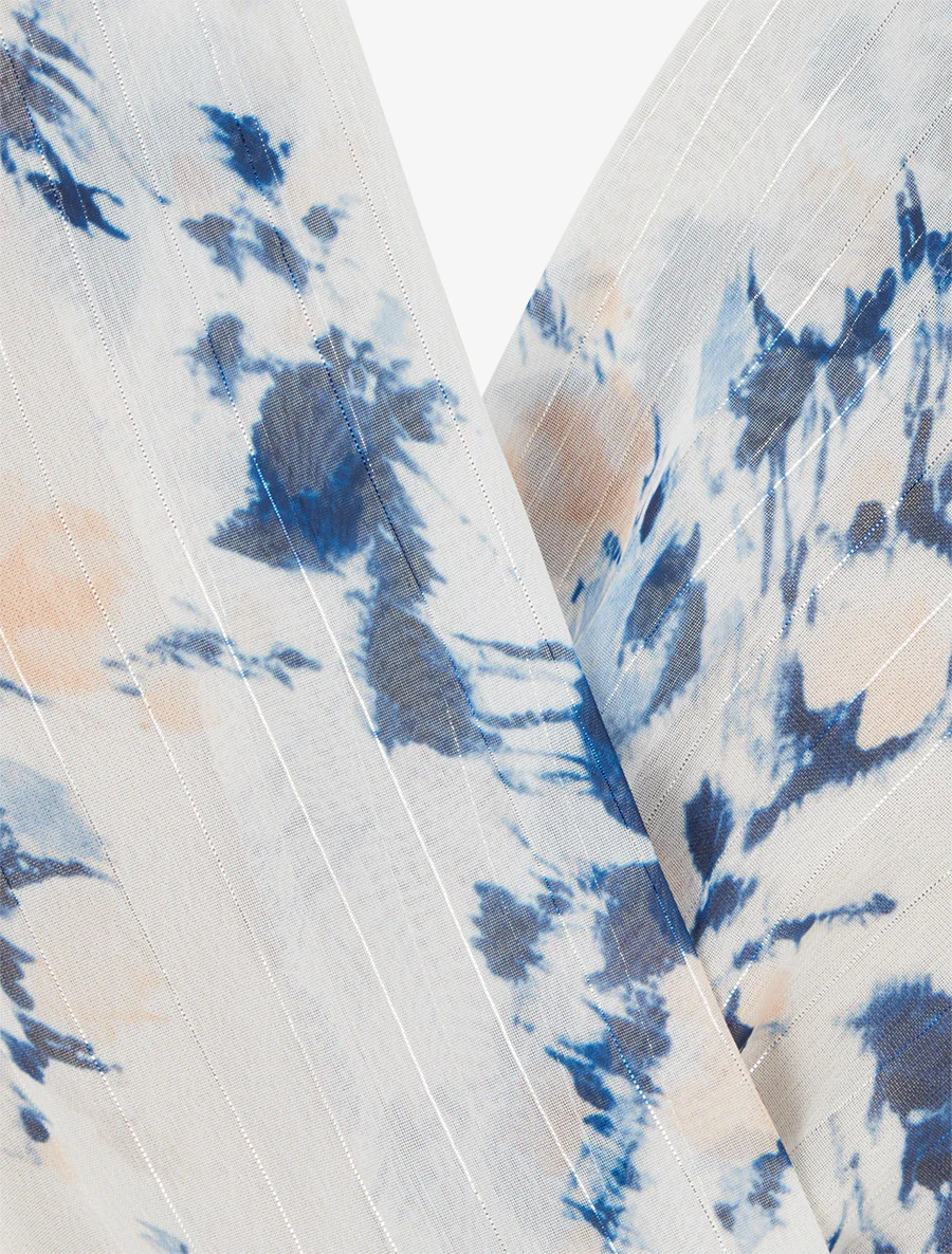 Jurk met bloemenprint en iriserende strepen - Marine - Image 3
