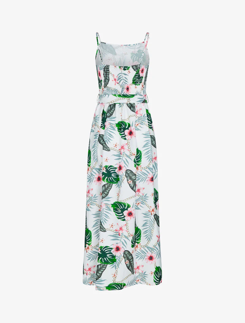 Jurk met bloemenprint en kettingen - ecru - Image 2
