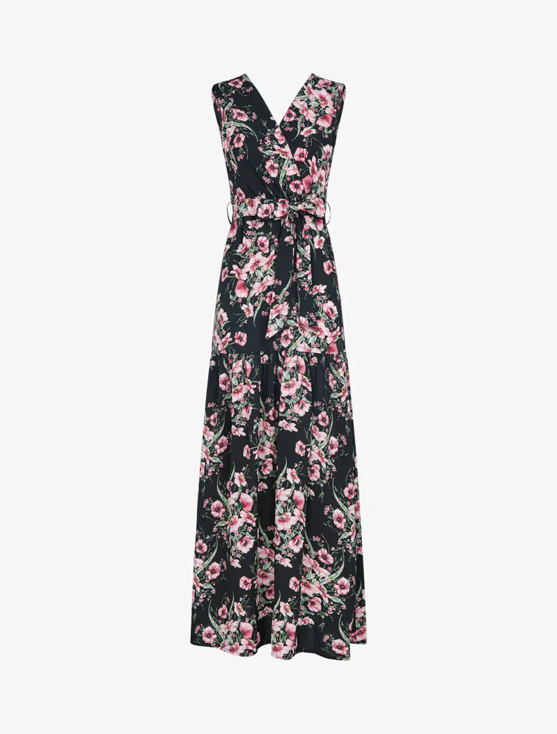Jurk met bloemenprint - zwart