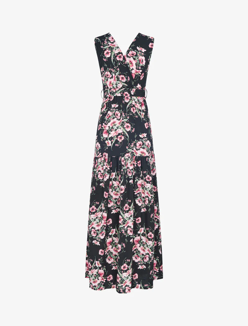 Jurk met bloemenprint - zwart - Image 2
