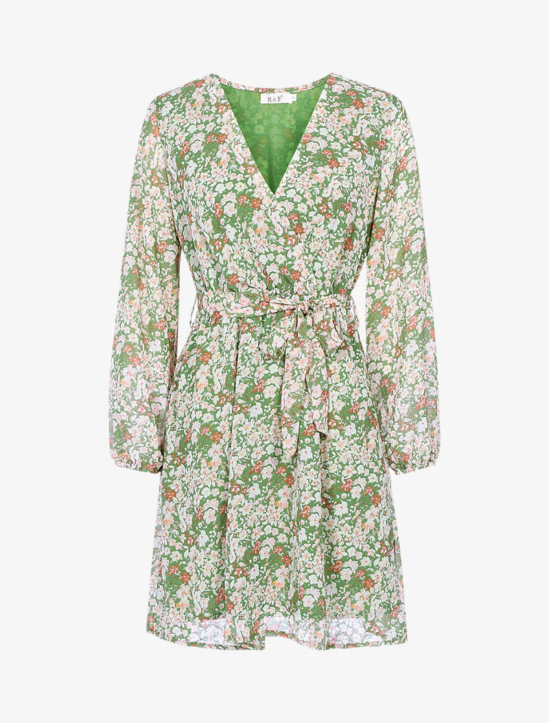 Jurk met bloemenprint - groen