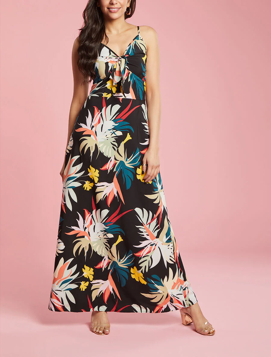 Zomerjurk met bloemenprint - zwart - Image 3