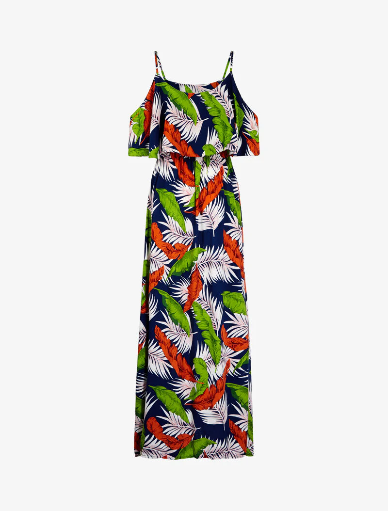 Jurk met blote schouders en print - marine - Image 3