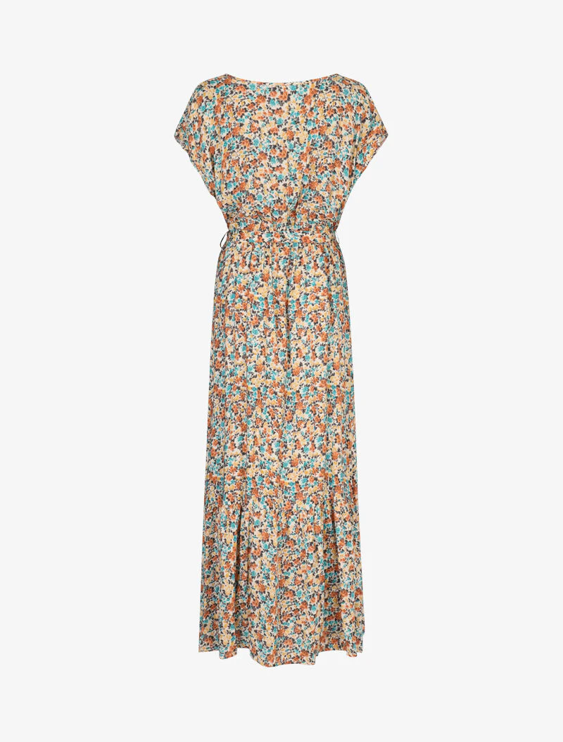 Jurk met boothals en bloemenprint - beige - Image 3