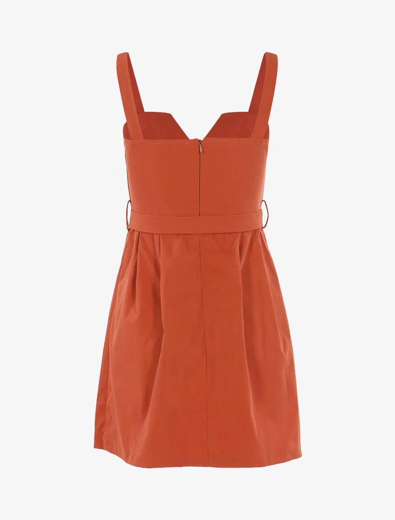 Jurk met decoratieve knopen - baksteen - Image 2