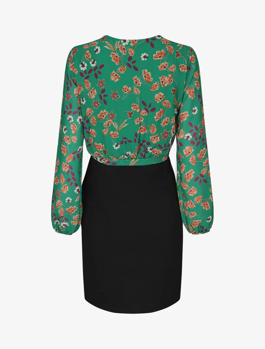 Jurk met een bloemenprintje op de boezem - Groen - Image 2