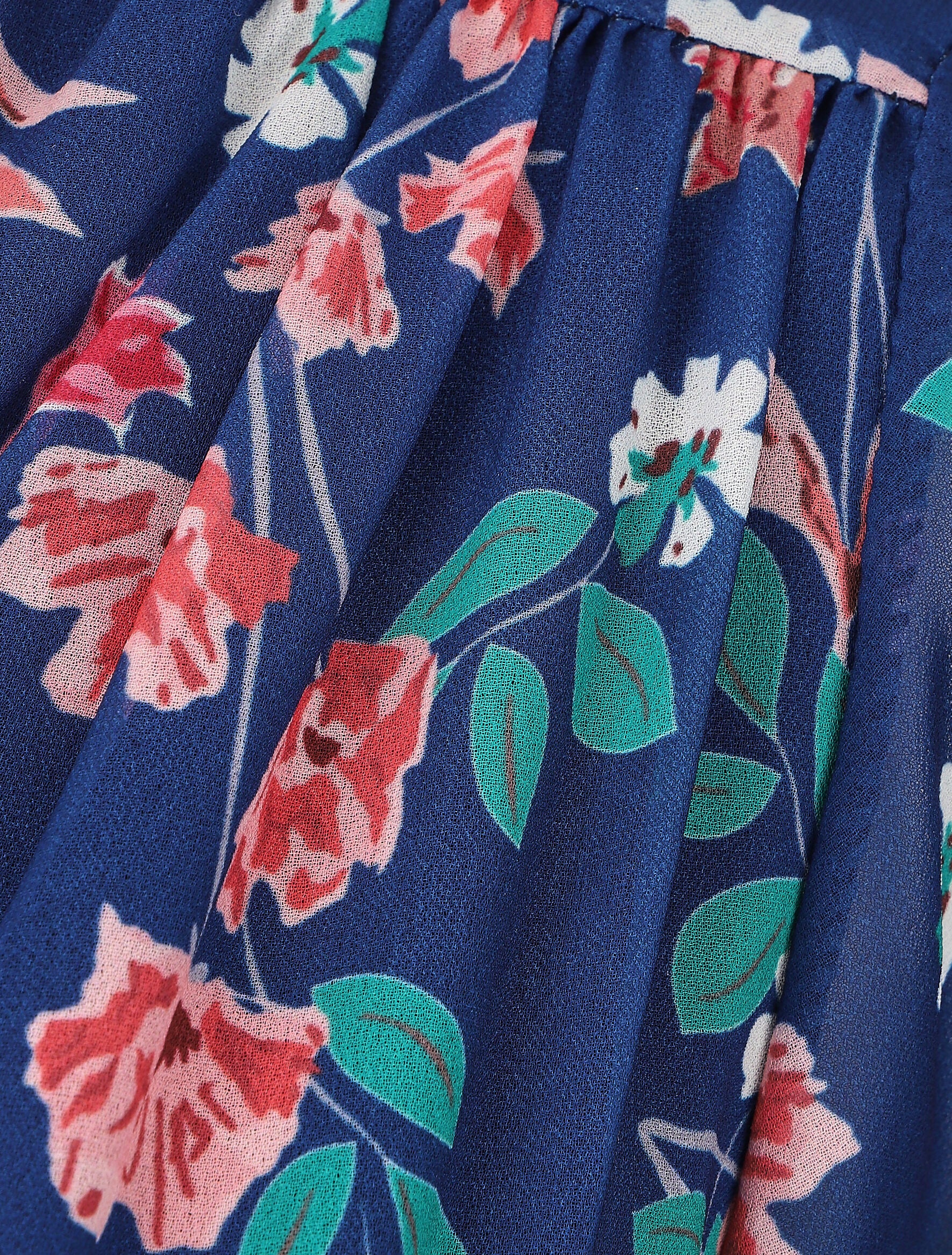 Jurk met een bloemenprintje op de boezem - Blauw - Image 3