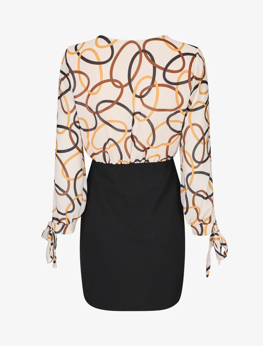 Jurk met een gedrukte ringen boezem - Beige - Image 2