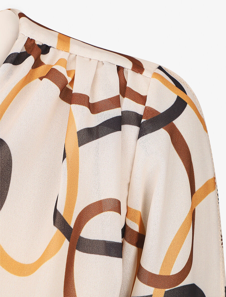 Jurk met een gedrukte ringen boezem - Beige - Image 3