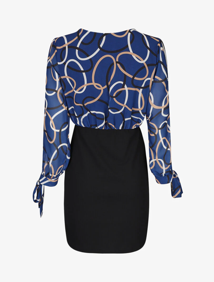 Jurk met een gedrukte ringen boezem - Blauw - Image 2