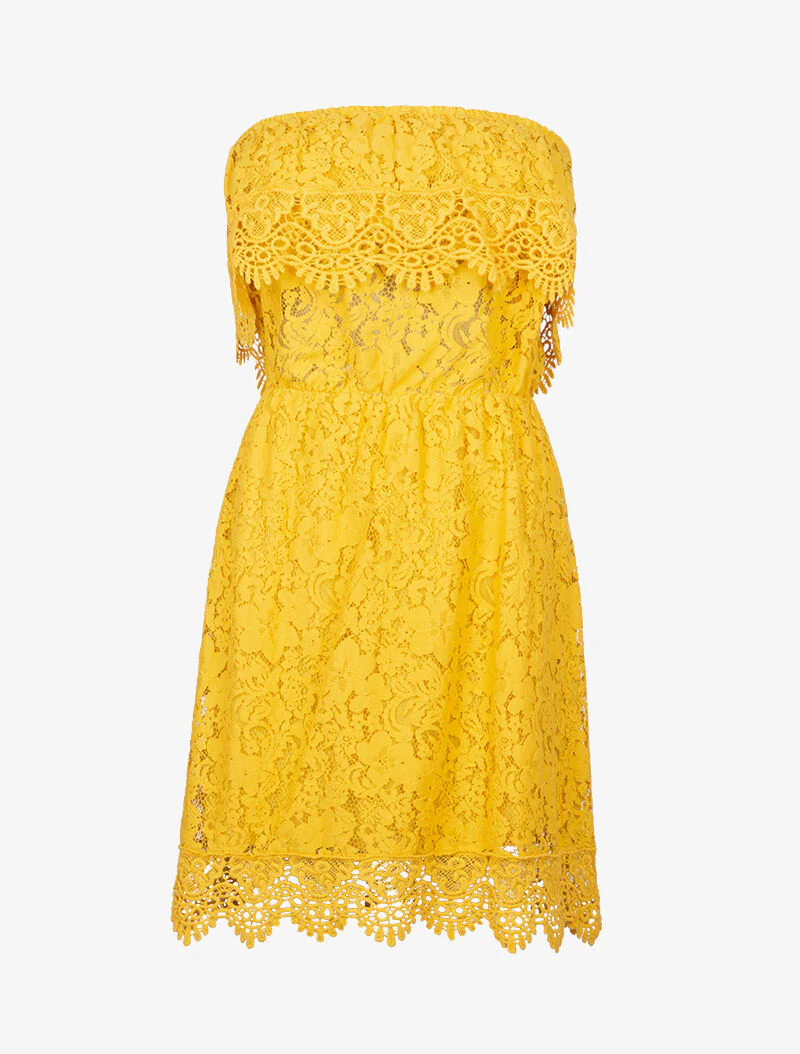 Jurk met een strapless top van haakwerk - geel - Image 2