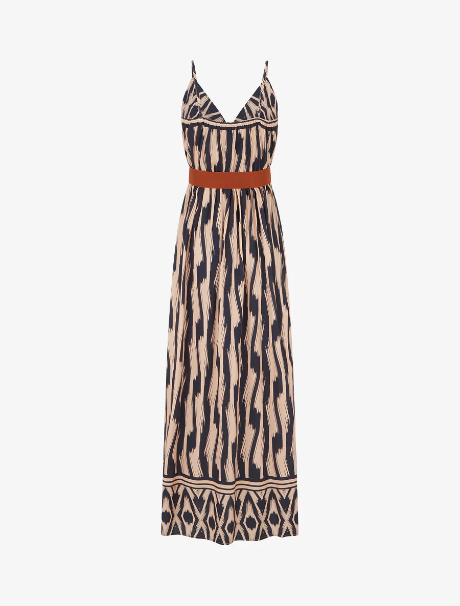 Jurk met elastische taille en fantasieprint - Marine - Image 2