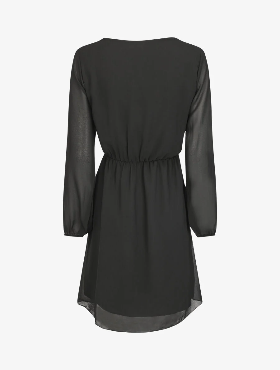 Jurk met elastische taille en kanten detail - zwart - Image 2