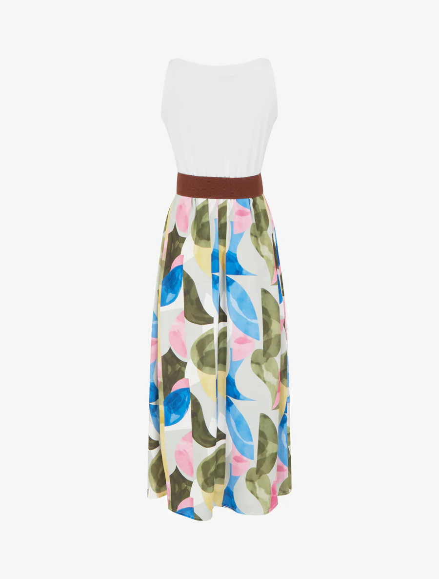 Jurk met fantasieprint en bandjes van imitatieleer - Kaki - Image 2