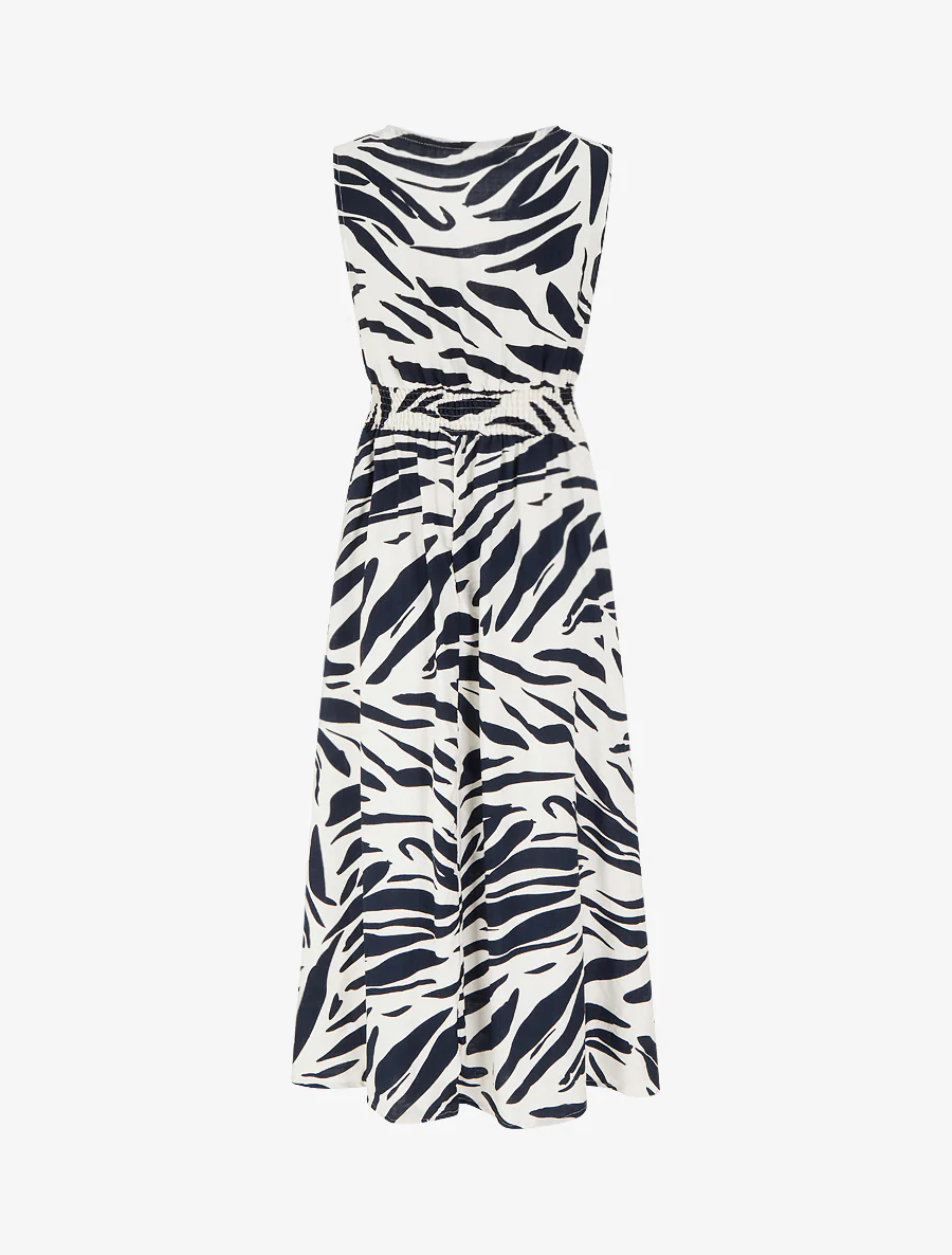 Jurk met fantasieprint en overslagkraag - Marine - Image 2