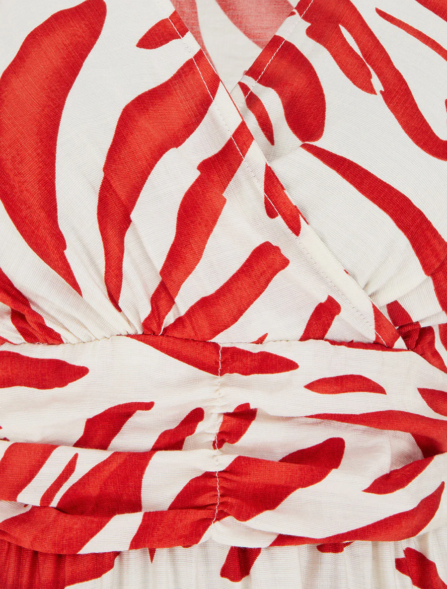 Jurk met fantasieprint en overslagkraag - Rood - Image 3
