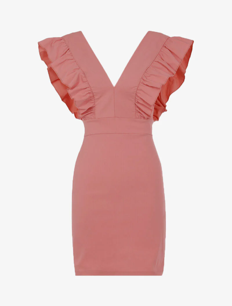 Jurk met gegolfde armsgaten - roze