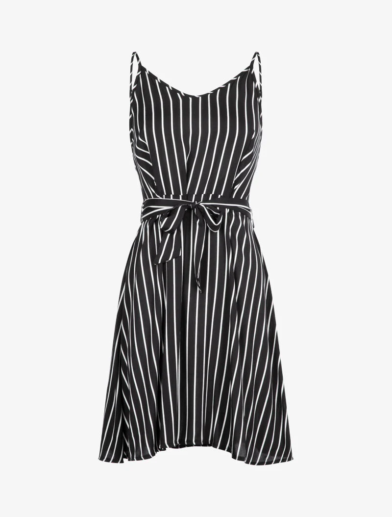 Jurk met gestreepte print - zwart