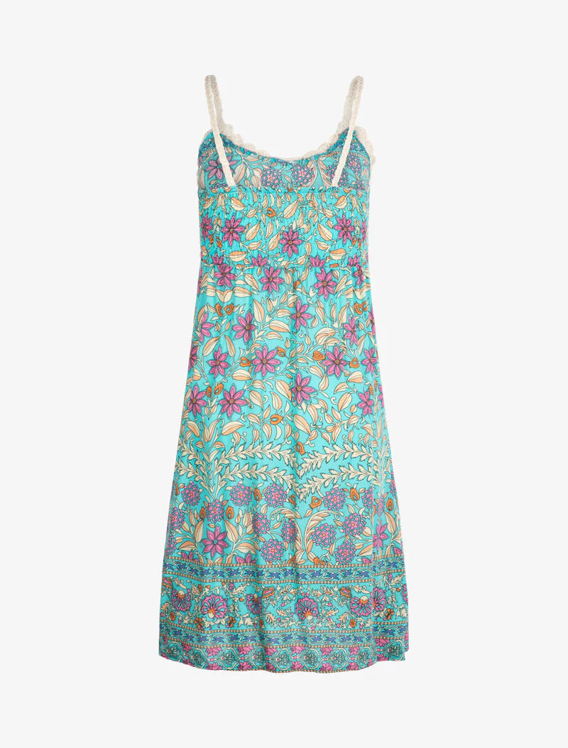 Jurk met grafische bloemenprint - turkoois - Image 2