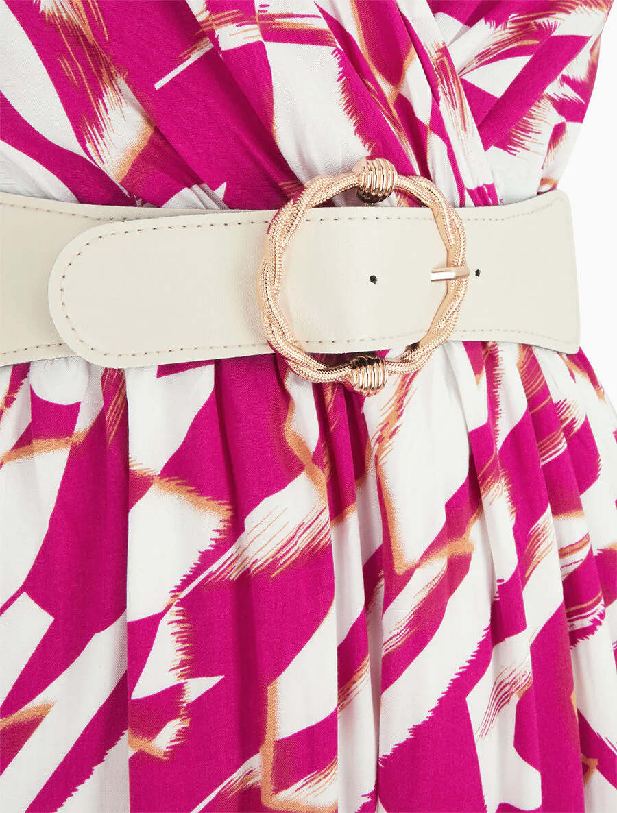 Jurk met grafische print en dunne schouderbandjes - fuchsia - Image 3