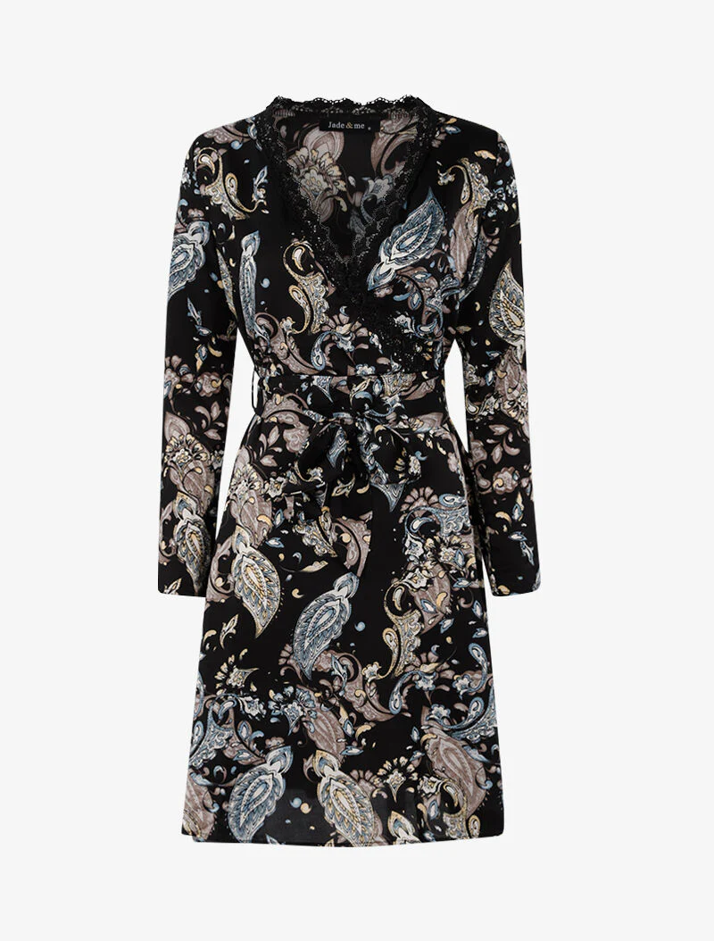 Jurk met paisleyprint - zwart