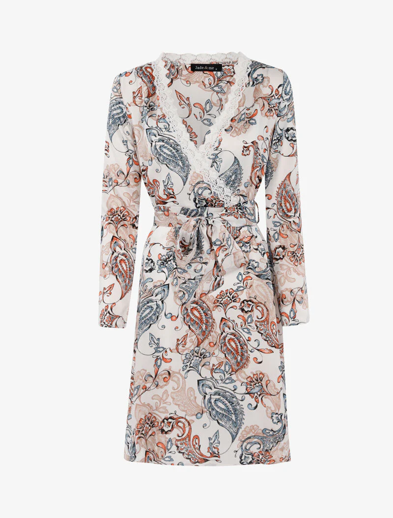 Jurk met paisleyprint - ecru