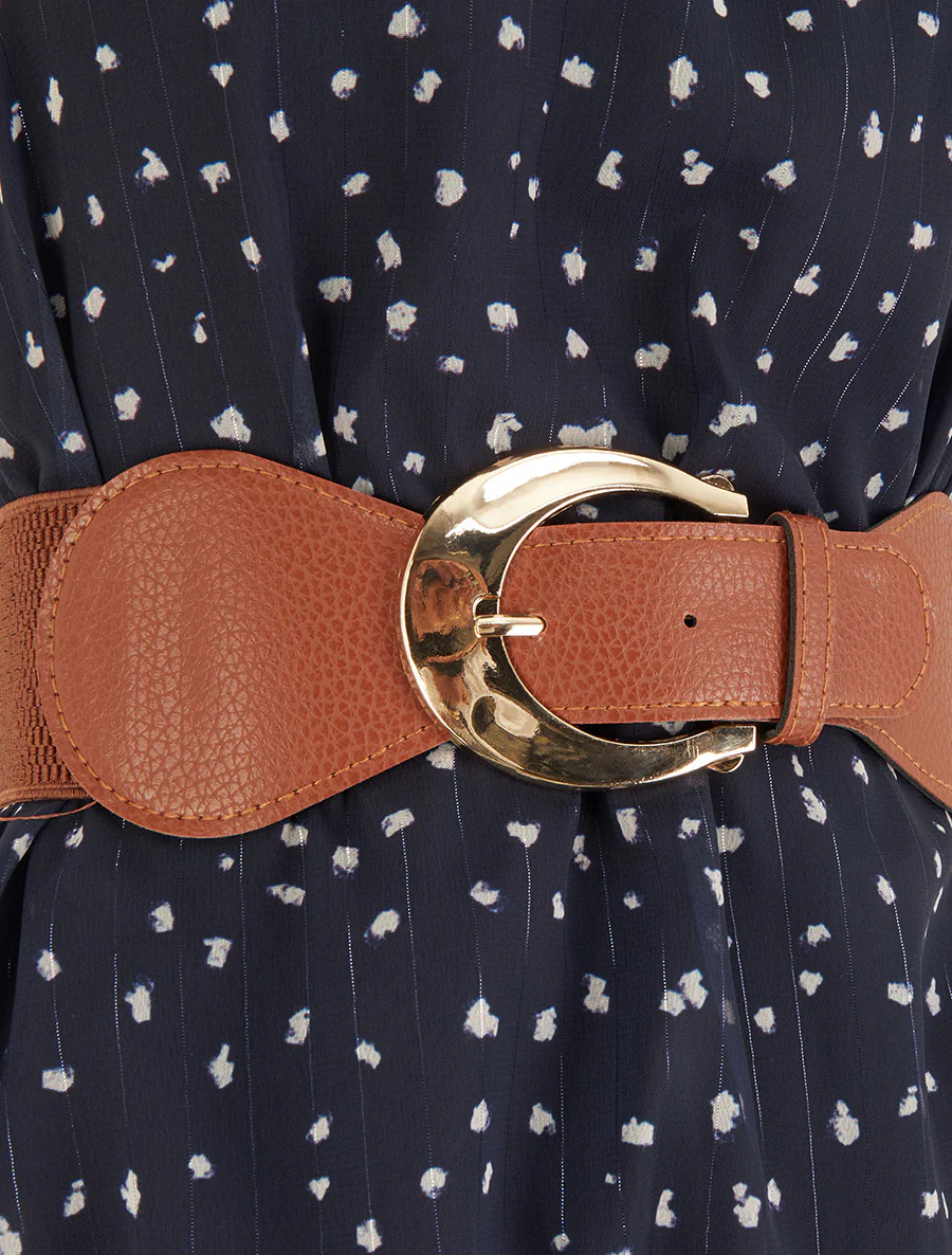 Jurk met kettingbandjes met gespikkeld patroon - Marine - Image 3