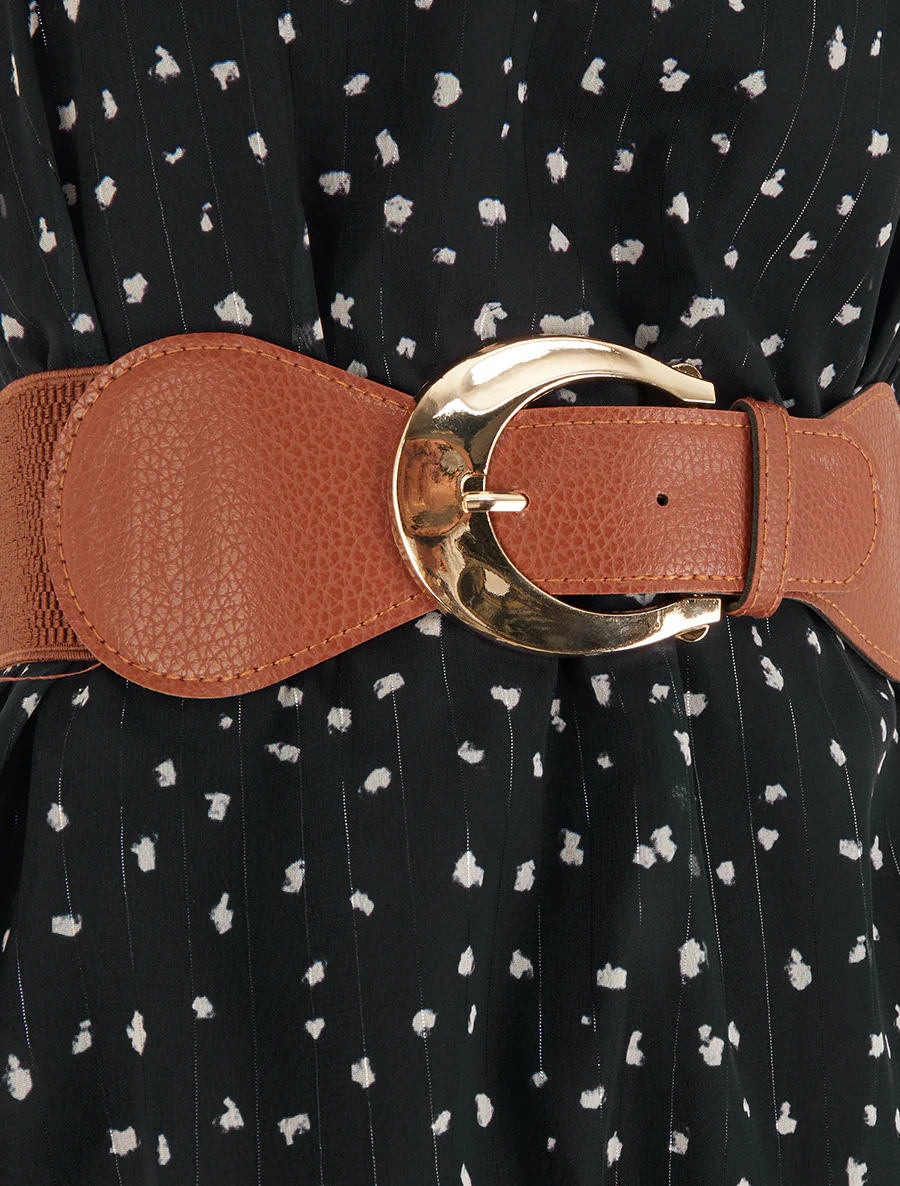 Jurk met kettingbandjes met gespikkeld patroon - Zwart - Image 3