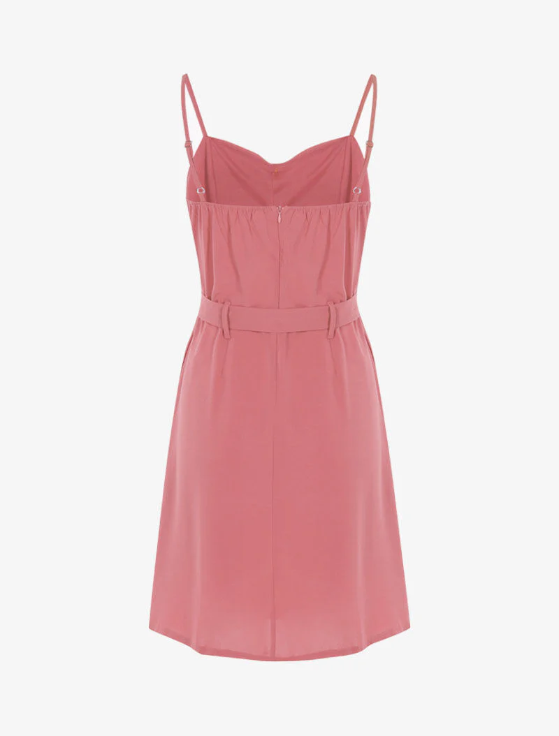 Jurk met knopen en plooien - roze - Image 2