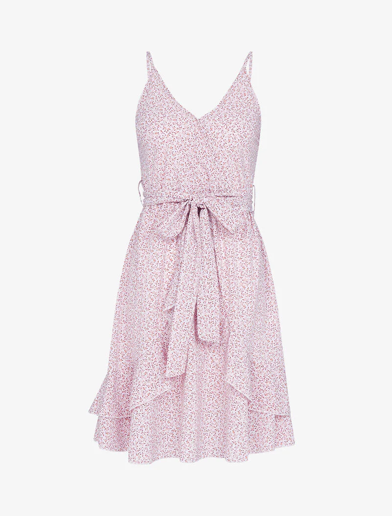 Jurk met overslag-effect en ruches - roze