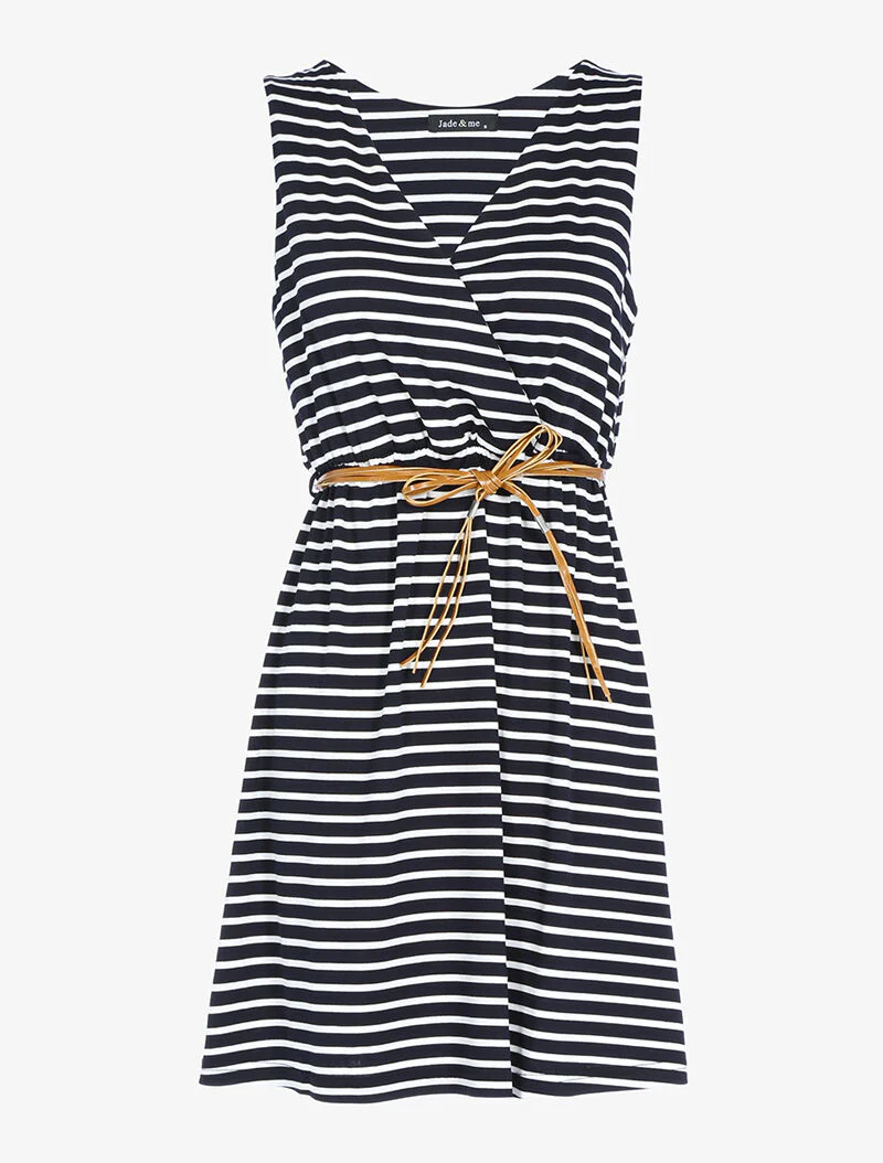 Jurk met maritiem stijl print - wit/marine