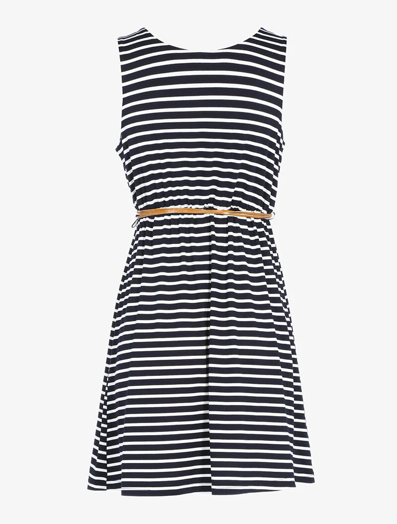 Jurk met maritiem stijl print - wit/marine - Image 2