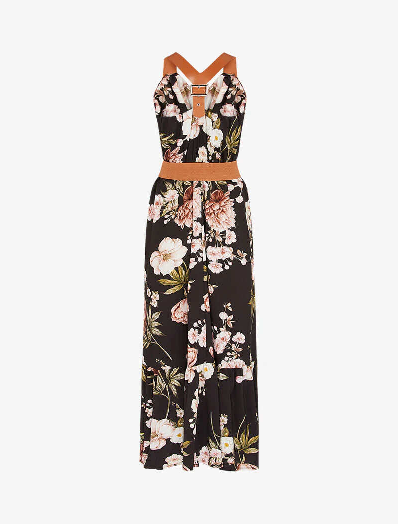 Jurk met prints en imitatiebandjes - Zwart - Image 2