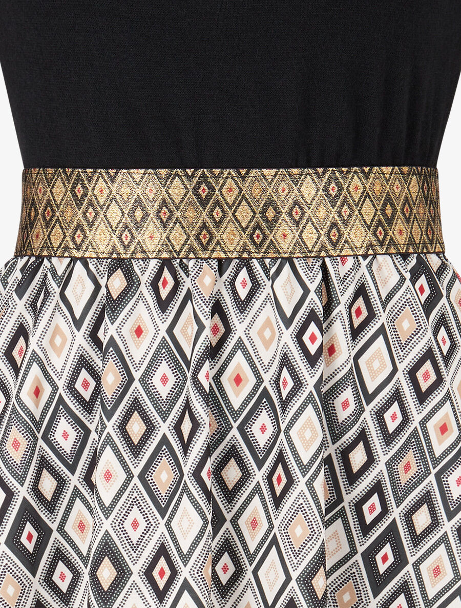 Jurk met ruitenprint en zwierige taille - Zwart - Image 3
