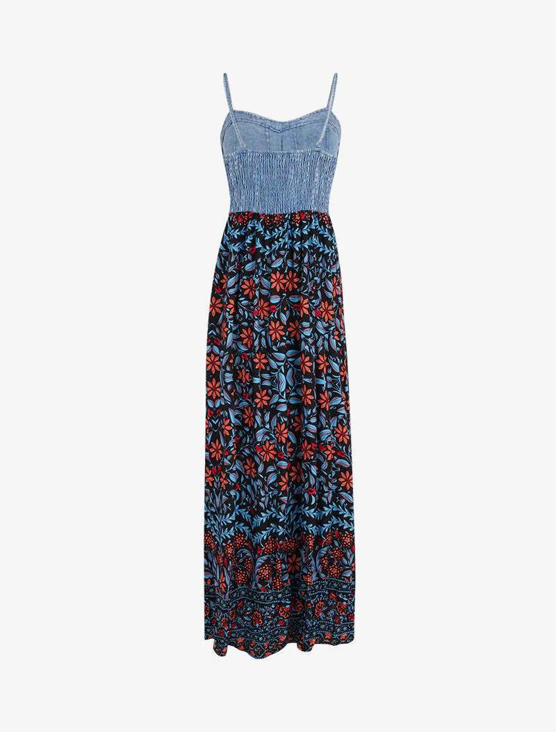 Jurk met spijkerstof effect en prints - zwart - Image 2