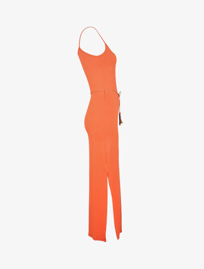Jurk met splitjes aan de zijkanten - oranje - Image 3