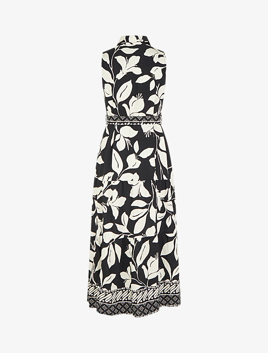 Jurk met tropische bloemenprint - Zwart - Image 2