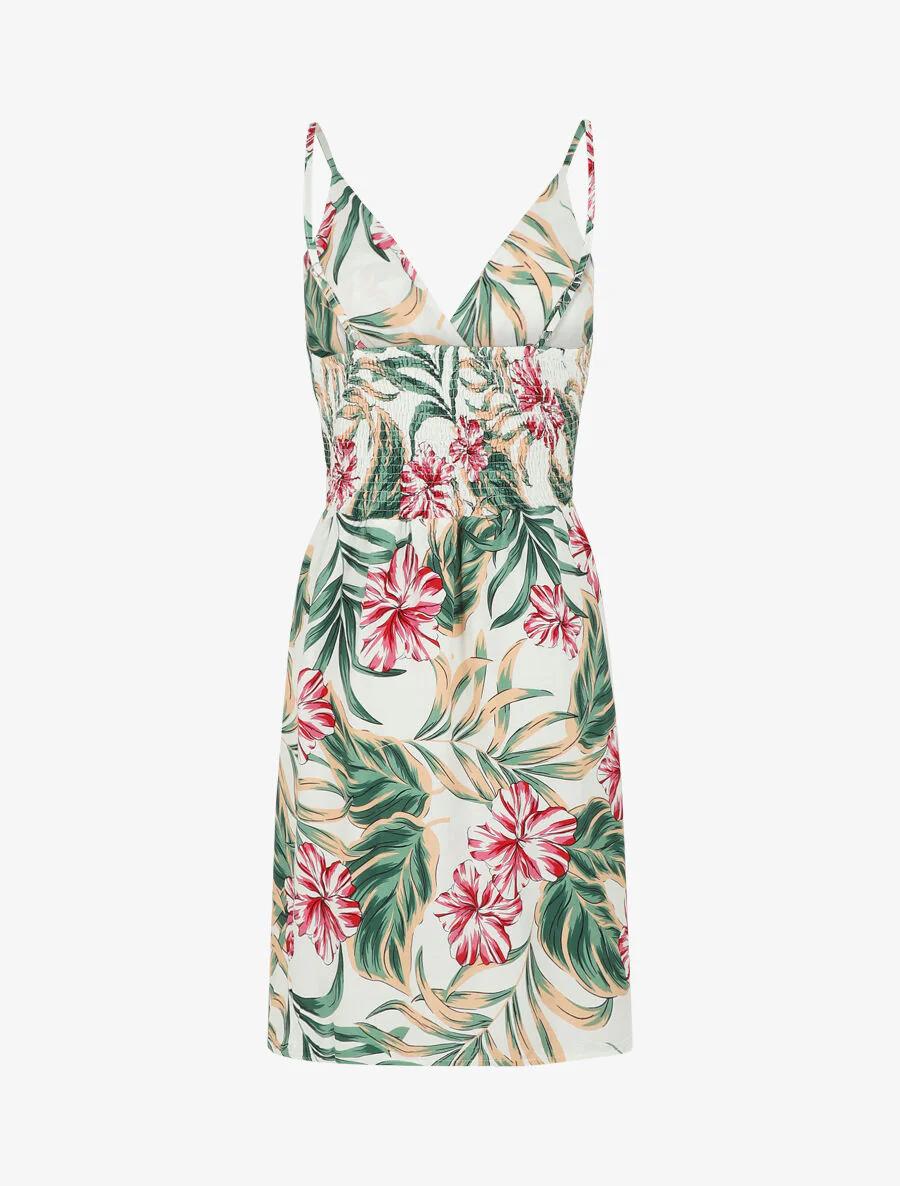 Jurk met tropische print en dunne bandjes - wit - Image 2