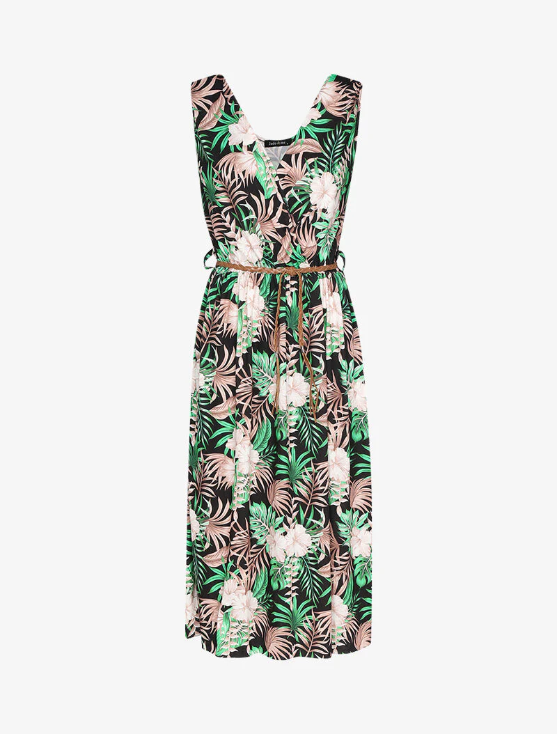 Jurk met tropische print - zwart - Image 2