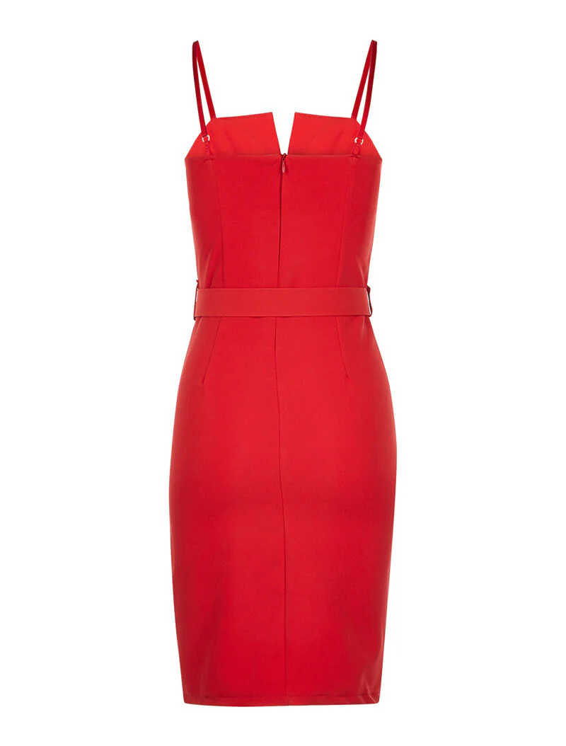Jurk met V-hals en cups - rood - Image 2