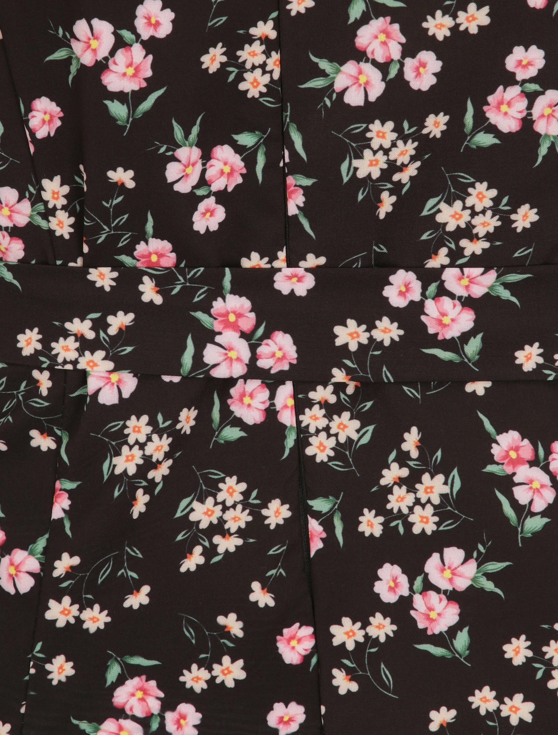 Jurk met veldbloemenprint met ruches aan de randen in wikkelstijl - Zwart - Image 3