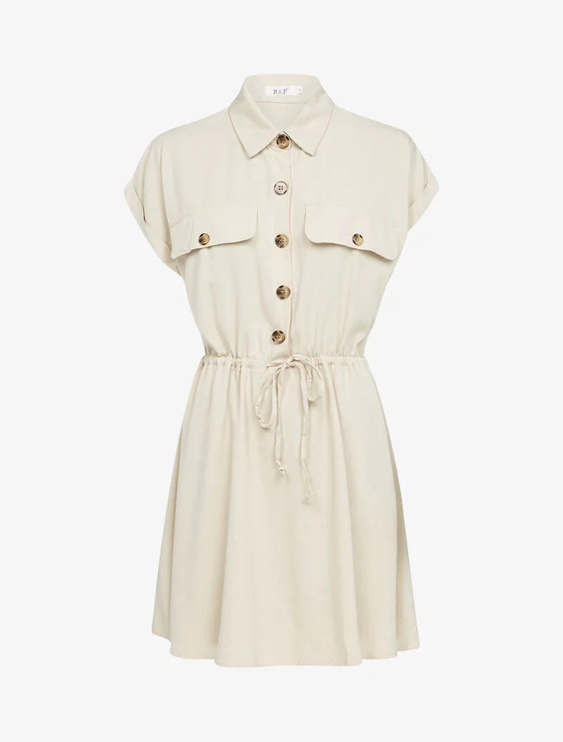 Jurk met vleermuismouwen - beige